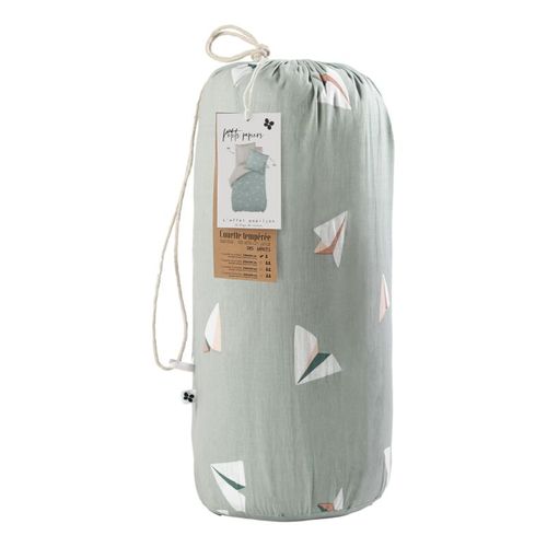 Couette - 200x200 Cm - "petits Papiers" Réversible 100% Coton / 57 Fils/cm²