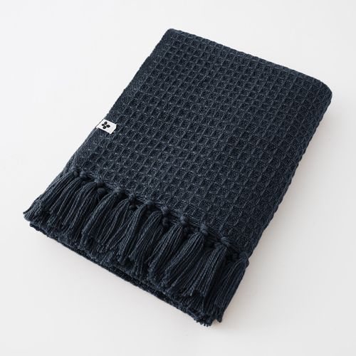 Plaid à Franges Nid D'abeille "gabin" - 180x220 Cm