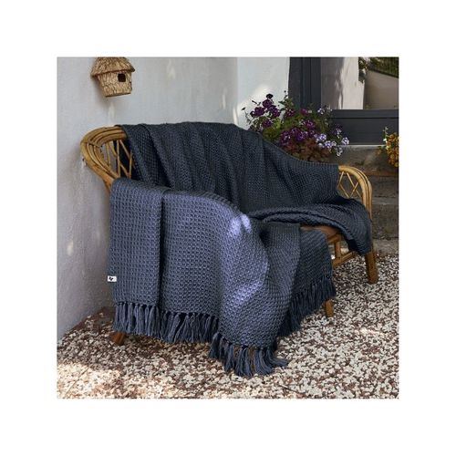 Plaid à Franges Nid D'abeille "gabin" - 180x220 Cm