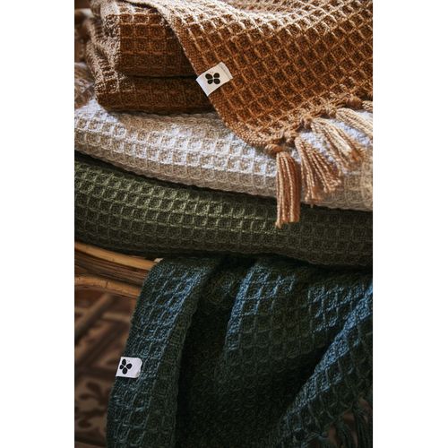 Plaid à Franges Nid D'abeille "gabin" - 180x220 Cm