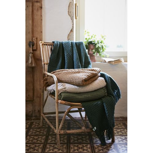 Plaid à Franges Nid D'abeille "gabin" - 180x220 Cm