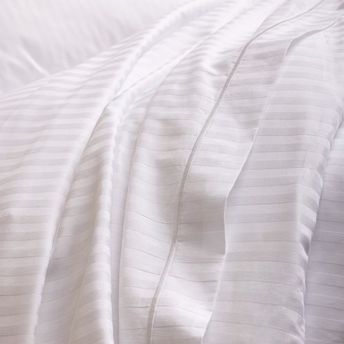 Drap Plat "prestige" 100% Satin De Coton Peigné Avec Fines Rayures / 120 Fils /cm²
