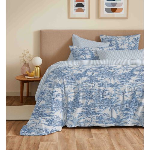 Pack Complet Housse De Couette Réversible "vanessa" 6 Pièces Pour Lit 140 X 190 Adama Azur