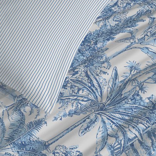 Pack Complet Housse De Couette Réversible "vanessa" 6 Pièces Pour Lit 160 X 200 Adama Azur