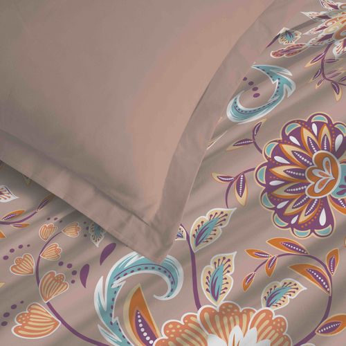 Parure De Draps 4 Pièces "vanessa" Pour Lit 160 X 200 Cm "grande Largeur" Bergame Nude