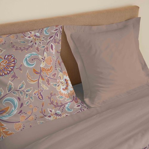 Parure De Draps 4 Pièces "vanessa" Pour Lit 160 X 200 Cm "grande Largeur" Bergame Nude