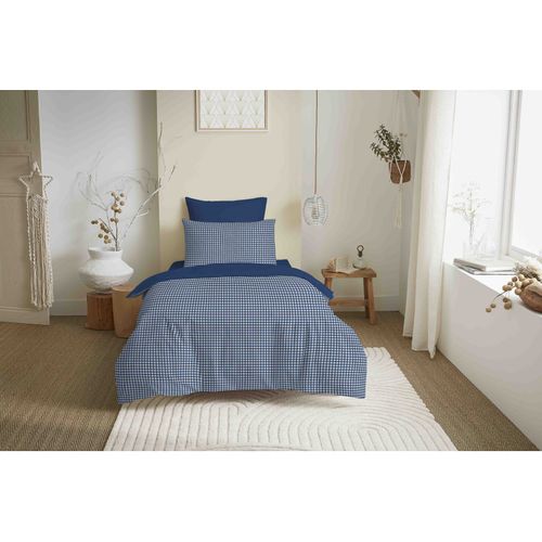 Pack Complet Housse De Couette Réversible "vanessa" 4 Pièces Pour Lit 90 X 190 Gabrielle Marine