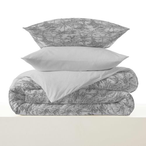 Pack Complet Housse De Couette Réversible "vanessa" 4 Pièces Pour Lit 90 X 190 Adama Perle