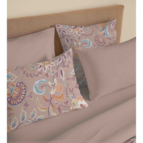 Pack Complet Housse De Couette Réversible "vanessa" 6 Pièces Pour Lit 160 X 200 Bergame Nude