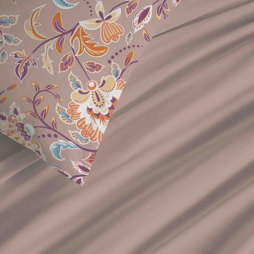 Pack Complet Housse De Couette Réversible "vanessa" 6 Pièces Pour Lit 160 X 200 Bergame Nude