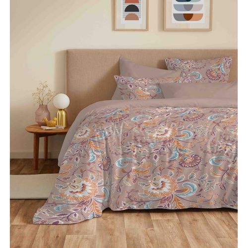 Pack Complet Housse De Couette Réversible "vanessa" 6 Pièces Pour Lit 160 X 200 Bergame Nude