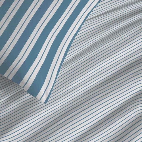 Pack Complet Housse De Couette Réversible "vanessa" 4 Pièces Pour Lit 90 X 190 Florence Denim