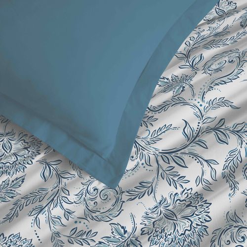 Parure De Draps 4 Pièces "vanessa" Pour Lit 140 X 190 Cm Salma Bleu