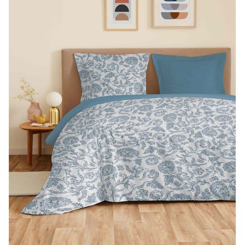 Parure De Draps 4 Pièces "vanessa" Pour Lit 140 X 190 Cm Salma Bleu