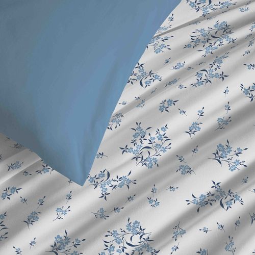 Pack Complet Housse De Couette Réversible "vanessa" 4 Pièces Pour Lit 90 X 190 Louise Bleu