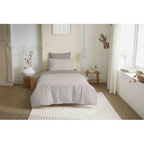 Pack Complet Housse De Couette Réversible "vanessa" 4 Pièces Pour Lit 90 X 190 Gabrielle Naturel