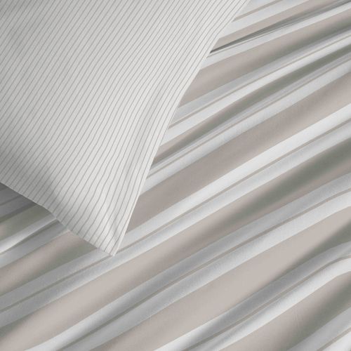 Pack Complet Housse De Couette Réversible "vanessa" 6 Pièces Pour Lit 140 X 190 Florence Naturel