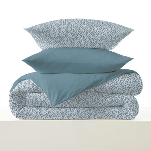 Pack Complet Housse De Couette Réversible "vanessa" 6 Pièces Pour Lit 140 X 190 Diana Bleu