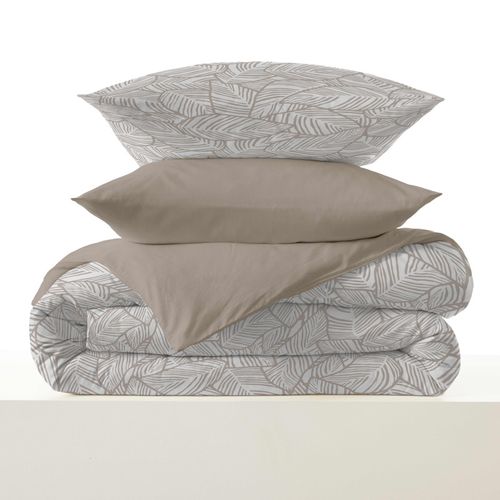 Pack Complet Housse De Couette Réversible "vanessa" 6 Pièces Pour Lit 140 X 190 Fira Naturel
