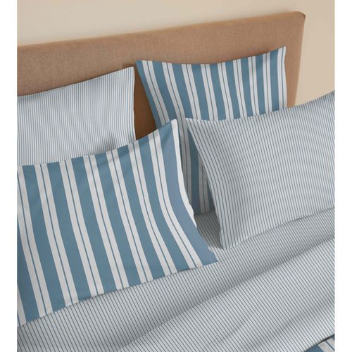 Pack Complet Housse De Couette Réversible "vanessa" 6 Pièces Pour Lit 160 X 200 Florence Denim