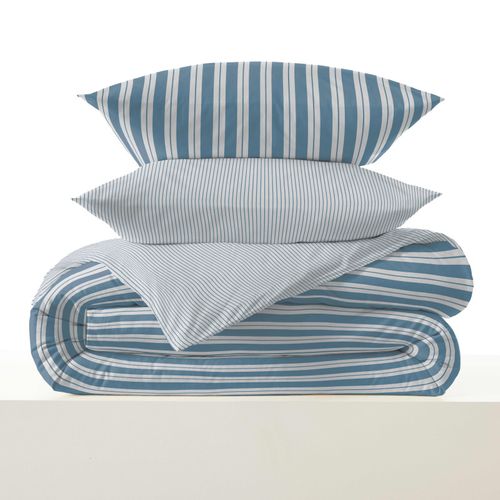 Pack Complet Housse De Couette Réversible "vanessa" 6 Pièces Pour Lit 160 X 200 Florence Denim