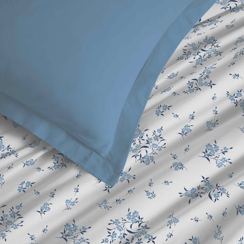 Parure De Draps 4 Pièces "vanessa" Pour Lit 140 X 190 Cm Louise Bleu