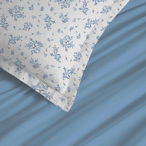 Parure De Draps 4 Pièces "vanessa" Pour Lit 140 X 190 Cm Louise Bleu