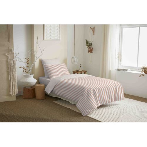 Pack Complet Housse De Couette Réversible "vanessa" 4 Pièces Pour Lit 90 X 190 Palerme Blush