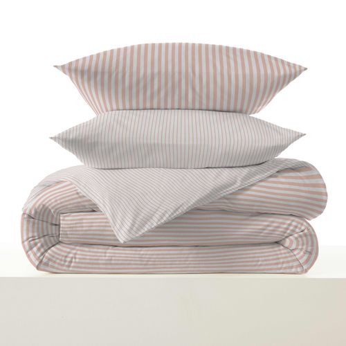 Pack Complet Housse De Couette Réversible "vanessa" 6 Pièces Pour Lit 160 X 200 Palerme Blush