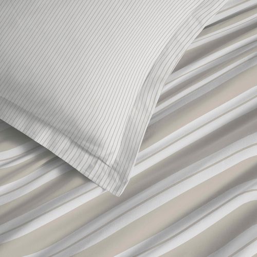 Parure De Draps 4 Pièces "vanessa" Pour Lit 160 X 200 Cm "grande Largeur" Florence Naturel