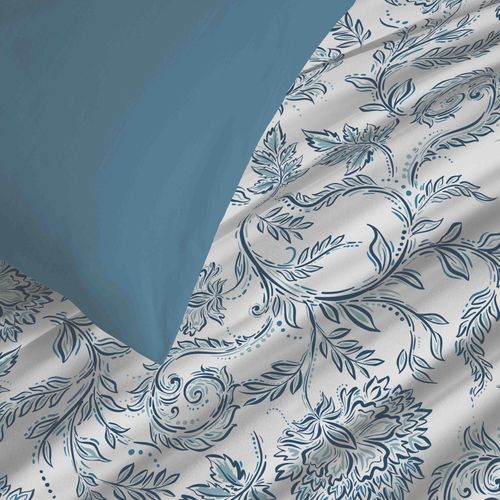 Pack Complet Housse De Couette Réversible "vanessa" 6 Pièces Pour Lit 160 X 200 Salma Bleu