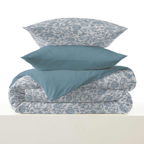 Pack Complet Housse De Couette Réversible "vanessa" 6 Pièces Pour Lit 160 X 200 Salma Bleu