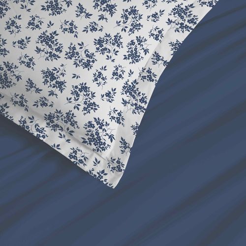 Parure De Draps 4 Pièces "vanessa" Pour Lit 140 X 190 Cm Eloise Bleu