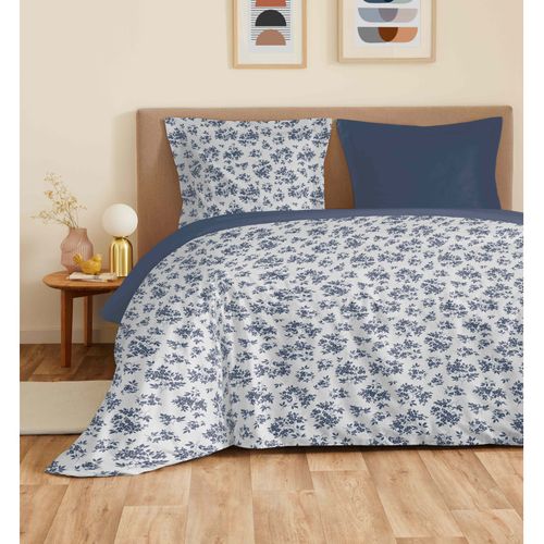 Parure De Draps 4 Pièces "vanessa" Pour Lit 140 X 190 Cm Eloise Bleu