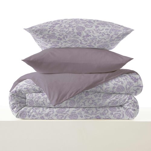 Pack Complet Housse De Couette Réversible "vanessa" 6 Pièces Pour Lit 140 X 190 Salma Lavande