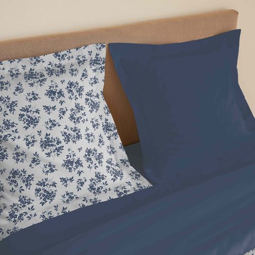 Parure De Draps 4 Pièces "vanessa" Pour Lit 160 X 200 Cm "grande Largeur" Eloise Bleu