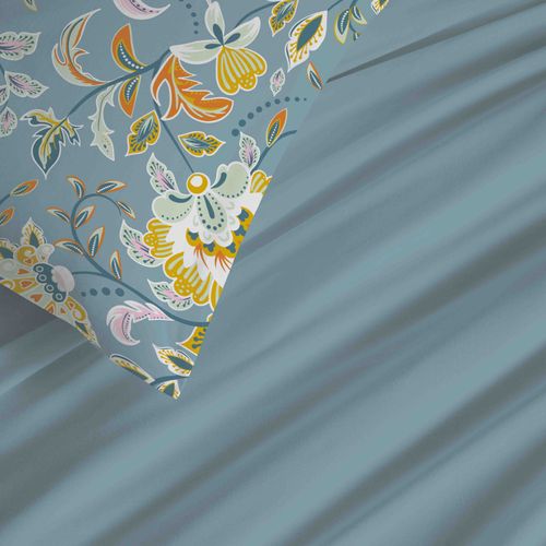 Pack Complet Housse De Couette Réversible "vanessa" 6 Pièces Pour Lit 160 X 200 Bergame Turquoise