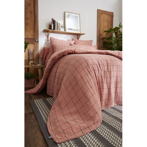 Housse De Couette Réversible "gaïa Match" Tissé-teint Grands Carreaux - 240x220 Cm - "gaze De Coton"