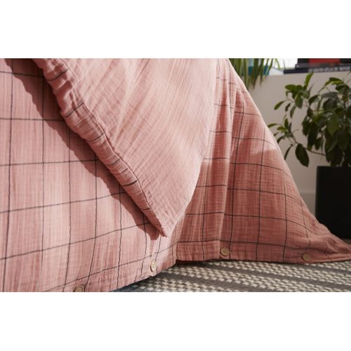 Housse De Couette Réversible "gaïa Match" Tissé-teint Grands Carreaux - 240x220 Cm - "gaze De Coton"