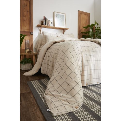 Housse De Couette Réversible "gaïa Match" Tissé-teint Grands Carreaux - 240x220 Cm - "gaze De Coton"