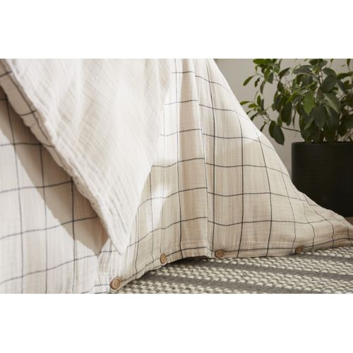 Housse De Couette Réversible "gaïa Match" Tissé-teint Grands Carreaux - 240x220 Cm - "gaze De Coton"