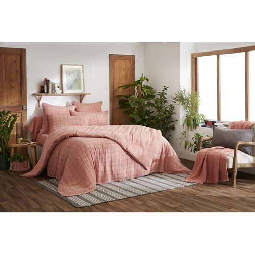 Housse De Couette Réversible "gaïa Match" Tissé-teint Grands Carreaux - 260x240 Cm - "gaze De Coton"