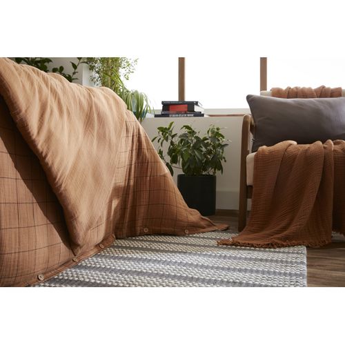 Housse De Couette Réversible "gaïa Match" Tissé-teint Grands Carreaux - 240x220 Cm - "gaze De Coton"