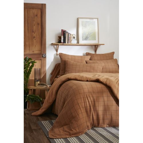 Housse De Couette Réversible "gaïa Match" Tissé-teint Grands Carreaux - 240x220 Cm - "gaze De Coton"