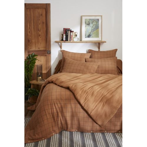 Housse De Couette Réversible "gaïa Match" Tissé-teint Grands Carreaux - 240x220 Cm - "gaze De Coton"