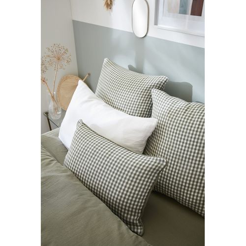 Coussin Déhoussable Avec Passepoil Tissé Teint "vickie" - 40x60 Cm - "gaze De Coton"