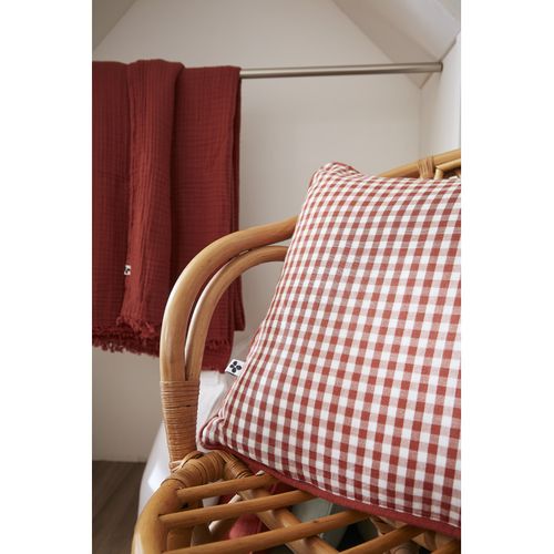 Coussin Déhoussable Avec Passepoil Tissé Teint "vickie" - 40x60 Cm - "gaze De Coton"