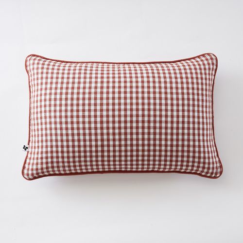 Coussin Déhoussable Avec Passepoil Tissé Teint "vickie" - 40x60 Cm - "gaze De Coton"