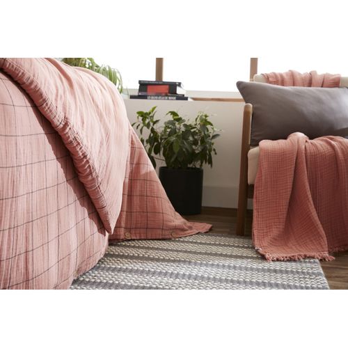 Housse De Couette Réversible "gaïa Match" Tissé-teint Grands Carreaux - 200x200 Cm - "gaze De Coton"