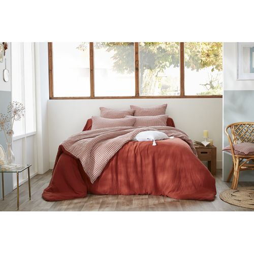 Housse De Couette Réversible "vickie" Tissé-teint - 260x240 Cm - "gaze De Coton" L'effet Papillon